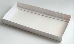 Коробка под дубайский шоколад с пластиковой крышкой 16 см*9 см*2,5 см (белая)